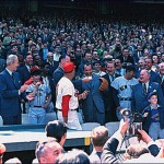 President Nixon throwing out the first ball on opening day of the 1969