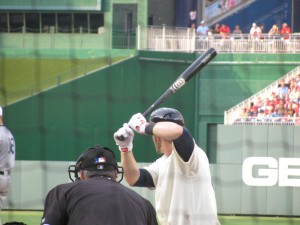 Bryce  Harper batting on "Turn back the Clock Night"