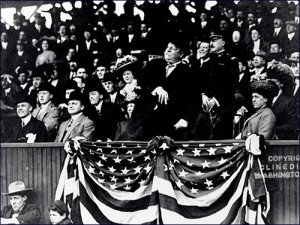 President Taft throws the first pitch, opening day at National Stadium, 1910. Library of Congress