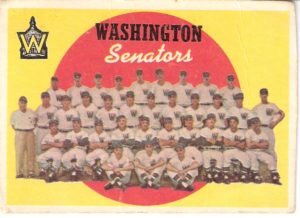  1959 Topps Baseball Card, Photo of 1958 Washington Senators